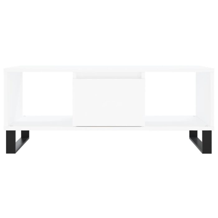 Table basse Blanc 90x50x36,5 cm Bois d'ingénierie – Image 3