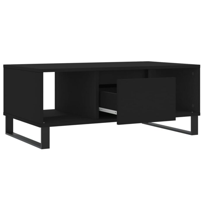 Table basse Noir 90x50x36,5 cm Bois d'ingénierie – Image 4