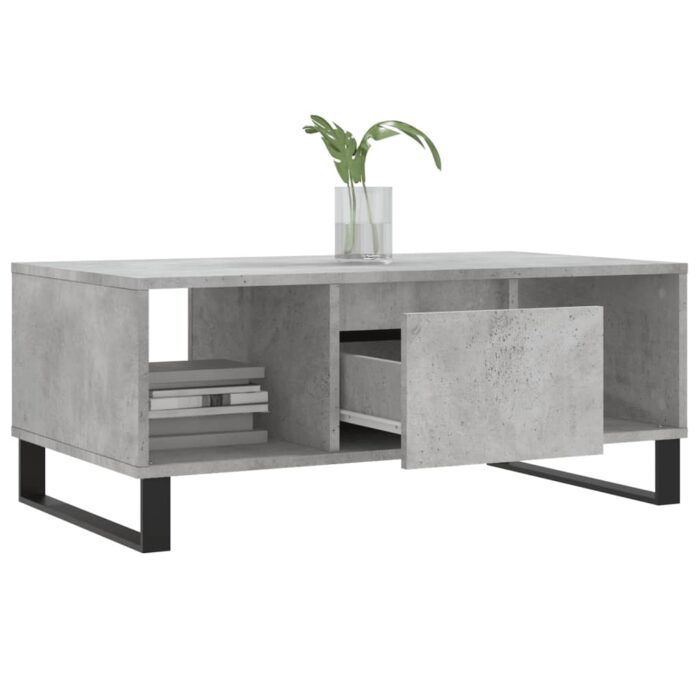 Table basse Gris béton 90x50x36,5 cm Bois d'ingénierie – Image 2