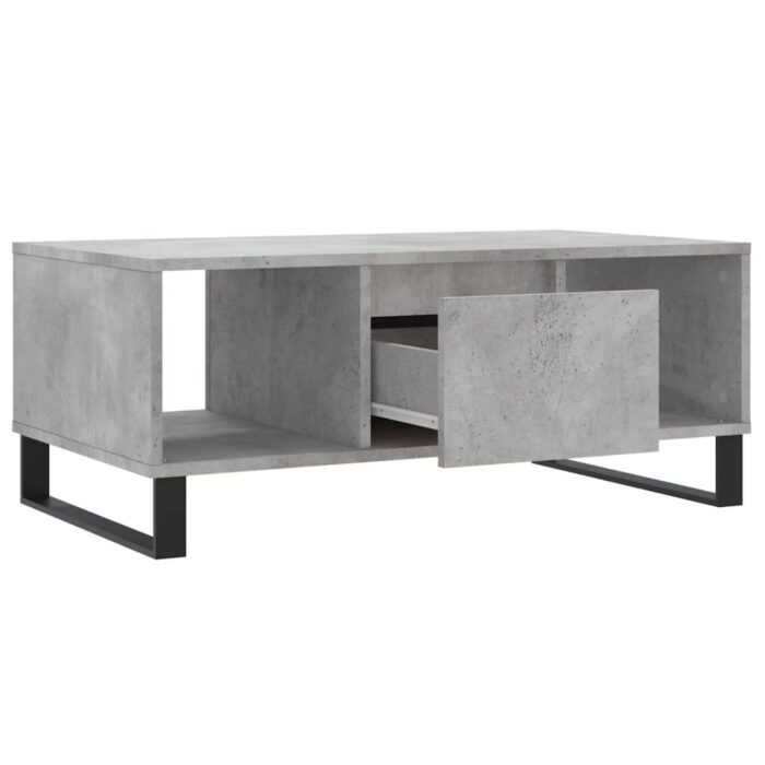 Table basse Gris béton 90x50x36,5 cm Bois d'ingénierie – Image 4
