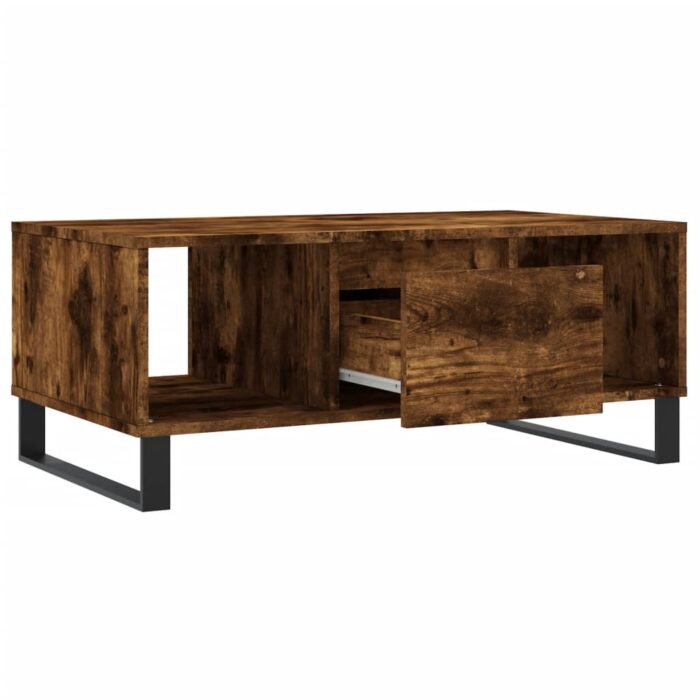 Table basse Chêne fumé 90x50x36,5 cm Bois d'ingénierie – Image 4