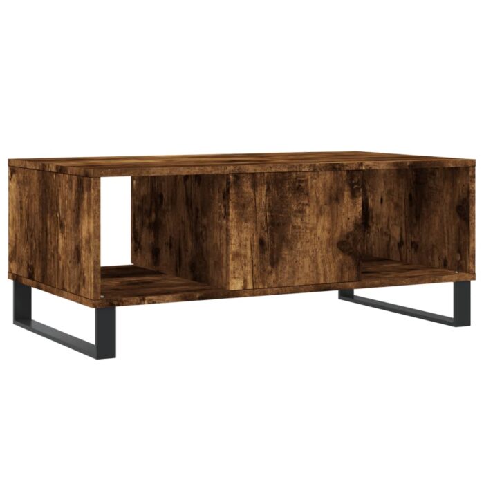 Table basse Chêne fumé 90x50x36,5 cm Bois d'ingénierie – Image 6