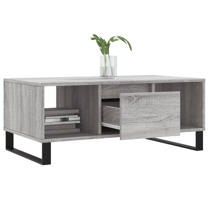 Table basse Sonoma gris 90x50x36,5 cm Bois d'ingénierie – Image 2