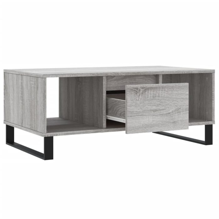 Table basse Sonoma gris 90x50x36,5 cm Bois d'ingénierie – Image 4