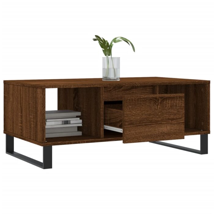 Table basse Chêne marron 90x50x36,5 cm Bois d'ingénierie – Image 2