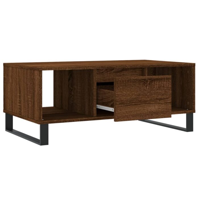 Table basse Chêne marron 90x50x36,5 cm Bois d'ingénierie – Image 4