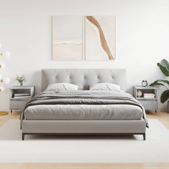 Tables de chevet 2 pcs gris béton 40x35x50 cm bois d’ingénierie – Image 1