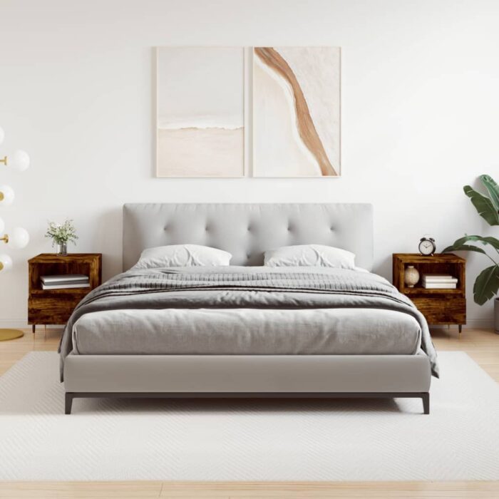 Tables de chevet 2 pcs chêne fumé 40x35x50 cm bois ingénierie – Image 1