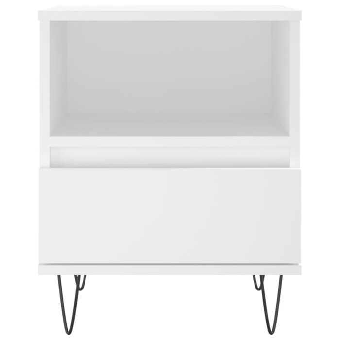 Table de chevet Blanc 40x35x50 cm Bois d’ingénierie – Image 4