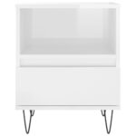 Table de chevet Blanc brillant 40x35x50 cm Bois d’ingénierie – Image 4