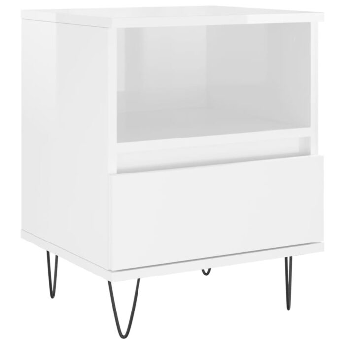 Tables de chevet 2 pcs blanc brillant 40x35x50 cm – Image 3