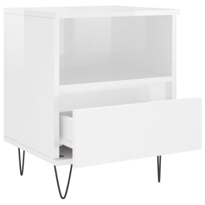 Tables de chevet 2 pcs blanc brillant 40x35x50 cm – Image 4