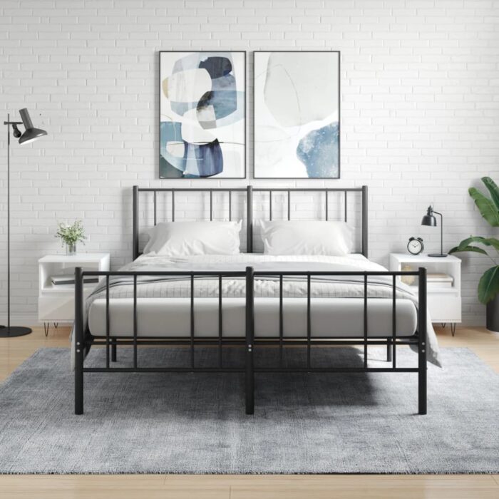 Tables de chevet 2 pcs blanc brillant 40x35x50 cm – Image 1
