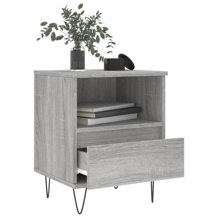 Table de chevet sonoma gris 40x35x50 cm bois d’ingénierie – Image 2