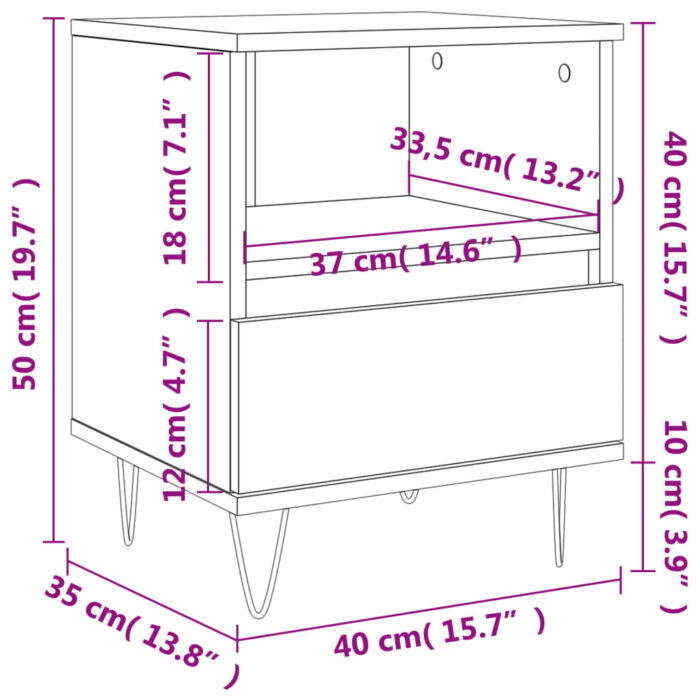 Table de chevet sonoma gris 40x35x50 cm bois d’ingénierie – Image 9