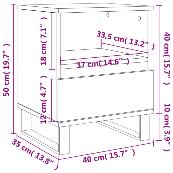 Tables de chevet 2 pcs sonoma gris 40x35x50 cm bois ingénierie – Image 10