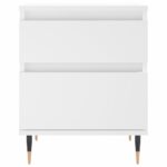 Table de chevet Blanc 40x35x50 cm Bois d’ingénierie – Image 3