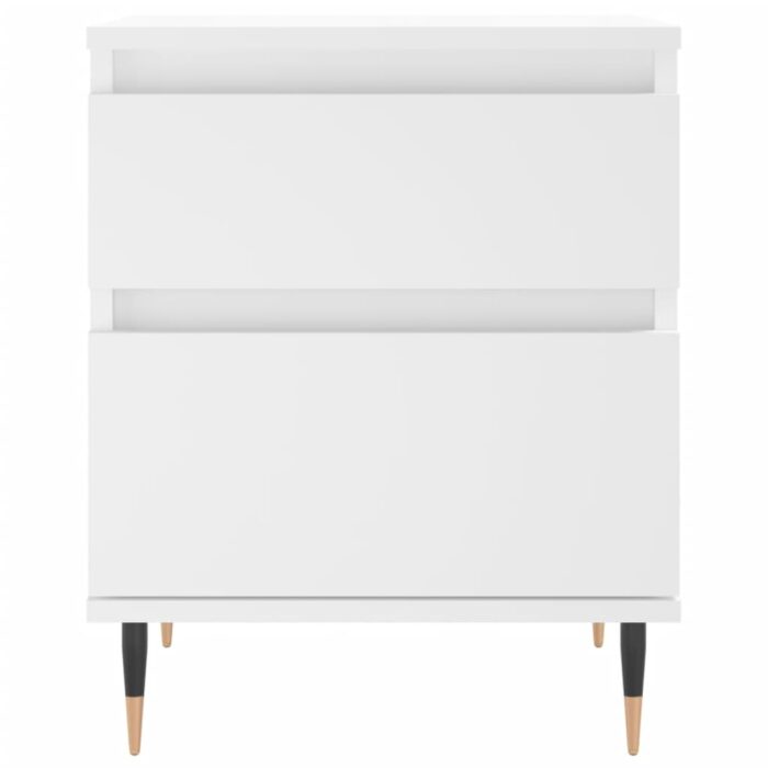 Table de chevet Blanc 40x35x50 cm Bois d’ingénierie – Image 3