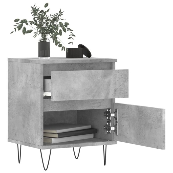 Tables de chevet 2 pcs gris béton 40x35x50 cm bois d’ingénierie – Image 2