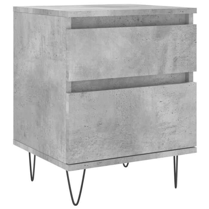 Tables de chevet 2 pcs gris béton 40x35x50 cm bois d’ingénierie – Image 3