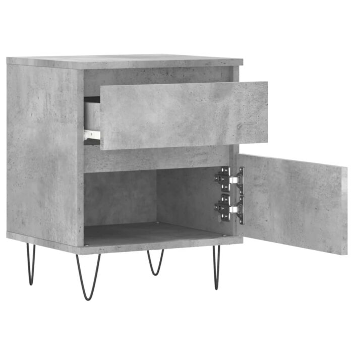 Tables de chevet 2 pcs gris béton 40x35x50 cm bois d’ingénierie – Image 5
