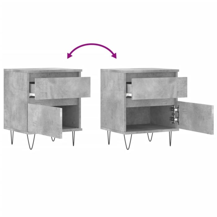 Tables de chevet 2 pcs gris béton 40x35x50 cm bois d’ingénierie – Image 8