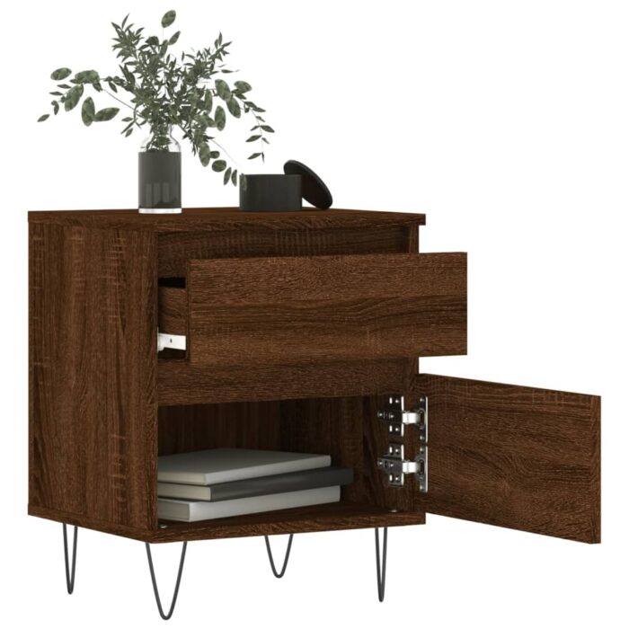 Tables de chevet 2 pcs chêne marron 40x35x50 cm bois ingénierie – Image 2