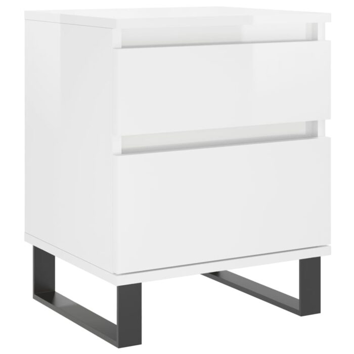 Tables de chevet 2 pcs blanc brillant 40x35x50 cm – Image 3