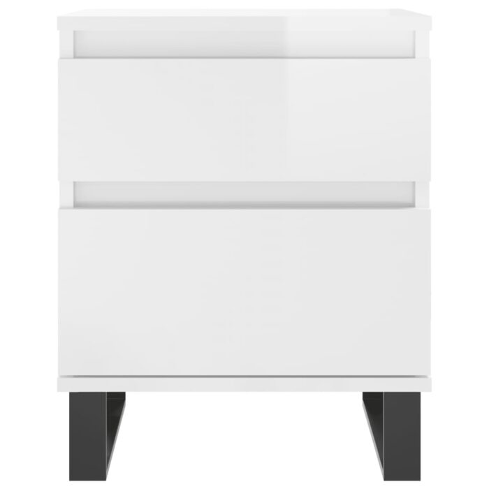 Tables de chevet 2 pcs blanc brillant 40x35x50 cm – Image 4