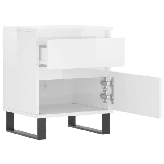 Tables de chevet 2 pcs blanc brillant 40x35x50 cm – Image 5