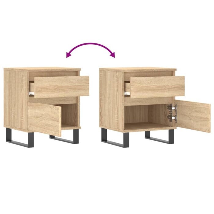 Tables de chevet 2 pcs chêne sonoma 40x35x50 cm bois ingénierie – Image 8
