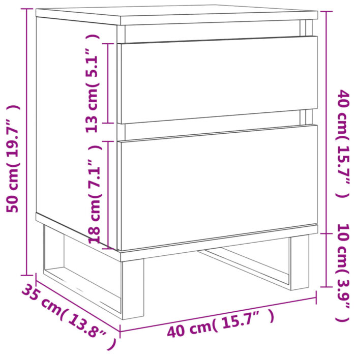 Table de chevet gris béton 40x35x50 cm bois d’ingénierie – Image 10