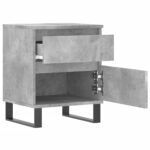 Table de chevet gris béton 40x35x50 cm bois d’ingénierie – Image 4