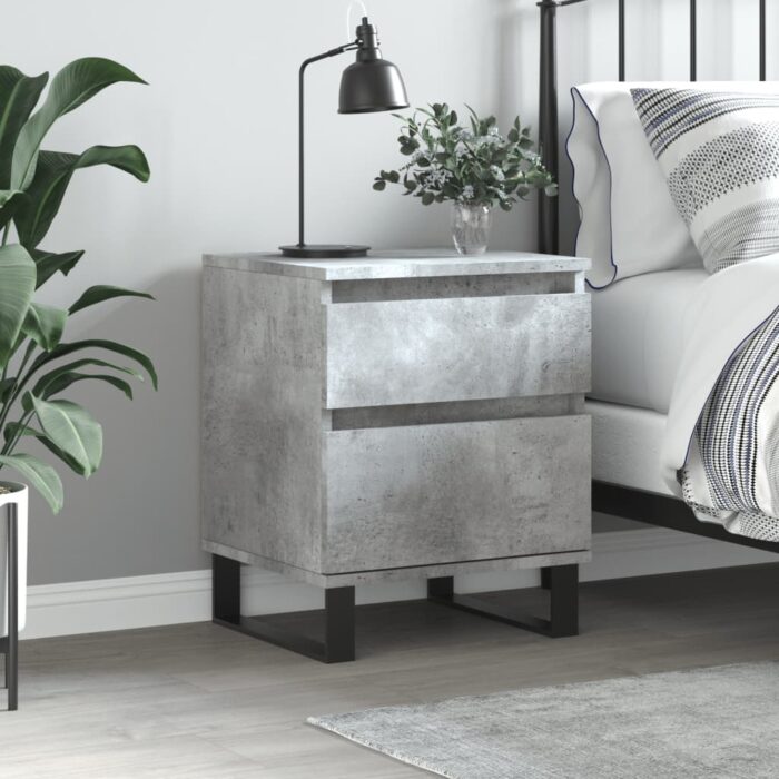 Table de chevet gris béton 40x35x50 cm bois d’ingénierie – Image 1