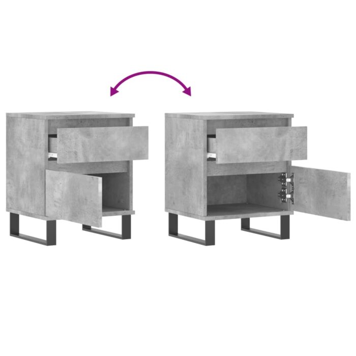 Tables de chevet 2 pcs gris béton 40x35x50 cm bois d’ingénierie – Image 8