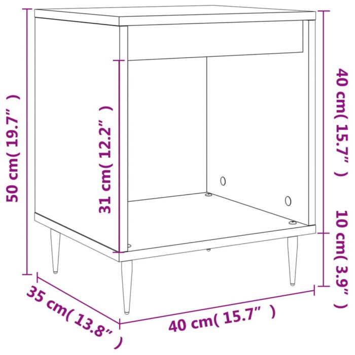 Tables de chevet 2 pcs noir 40x35x50 cm bois d’ingénierie – Image 8