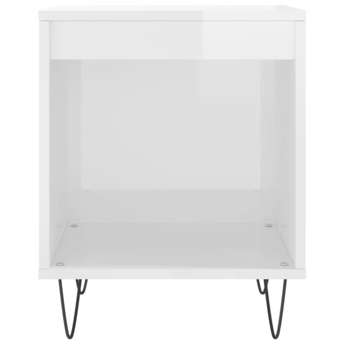 Table de chevet Blanc brillant 40x35x50 cm Bois d’ingénierie – Image 2