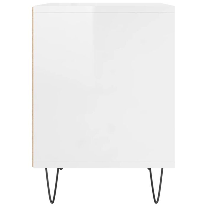 Table de chevet Blanc brillant 40x35x50 cm Bois d’ingénierie – Image 3