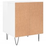 Table de chevet Blanc brillant 40x35x50 cm Bois d’ingénierie – Image 4