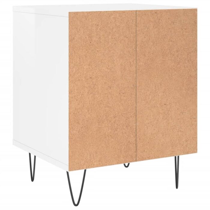 Table de chevet Blanc brillant 40x35x50 cm Bois d’ingénierie – Image 4