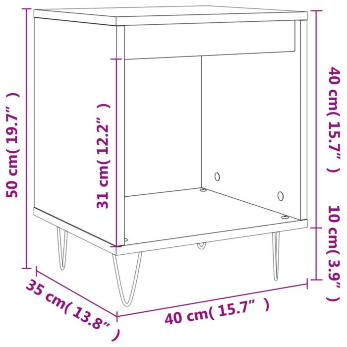 Tables de chevet 2 pcs gris béton 40x35x50 cm bois d’ingénierie – Image 8
