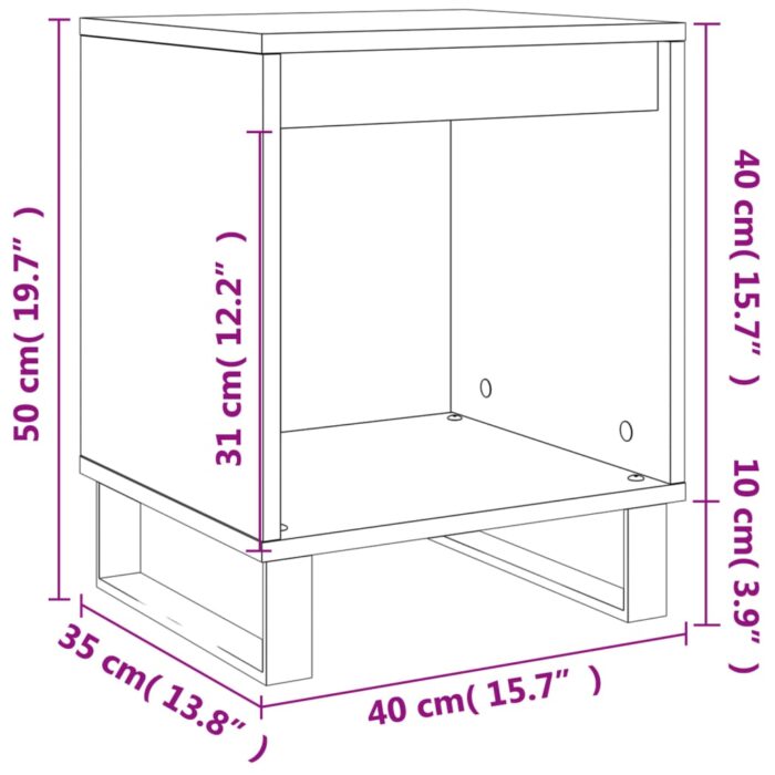 Tables de chevet 2 pcs gris béton 40x35x50 cm bois d’ingénierie – Image 8