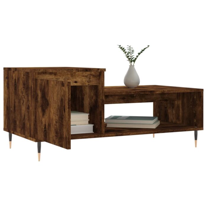 Table basse Chêne fumé 100x50x45 cm Bois d'ingénierie – Image 2