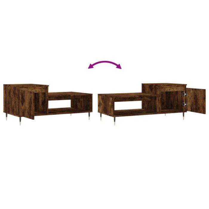 Table basse Chêne fumé 100x50x45 cm Bois d'ingénierie – Image 7