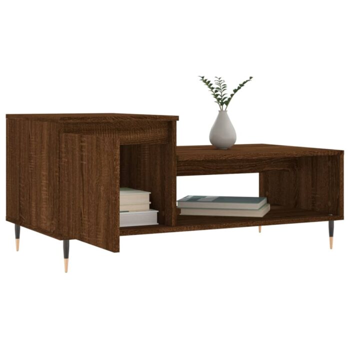 Table basse Chêne marron 100x50x45 cm Bois d'ingénierie – Image 2