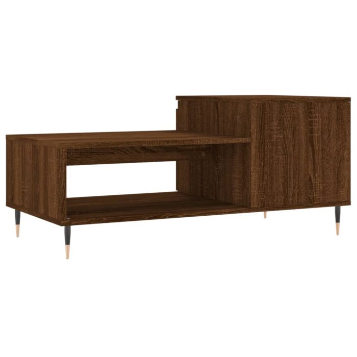 Table basse Chêne marron 100x50x45 cm Bois d'ingénierie – Image 6