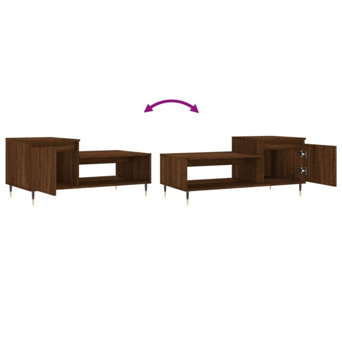 Table basse Chêne marron 100x50x45 cm Bois d'ingénierie – Image 7
