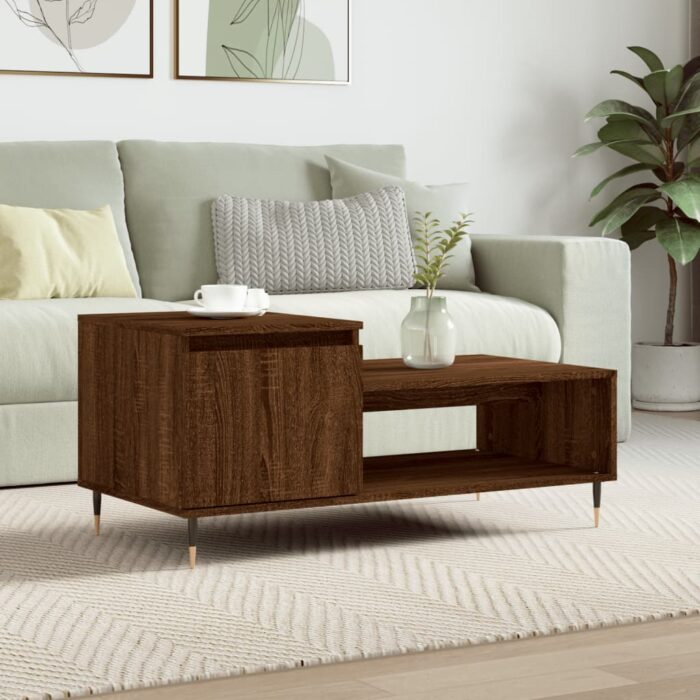 Table basse Chêne marron 100x50x45 cm Bois d'ingénierie – Image 1