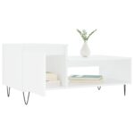 Table basse Blanc 100x50x45 cm Bois d'ingénierie – Image 2