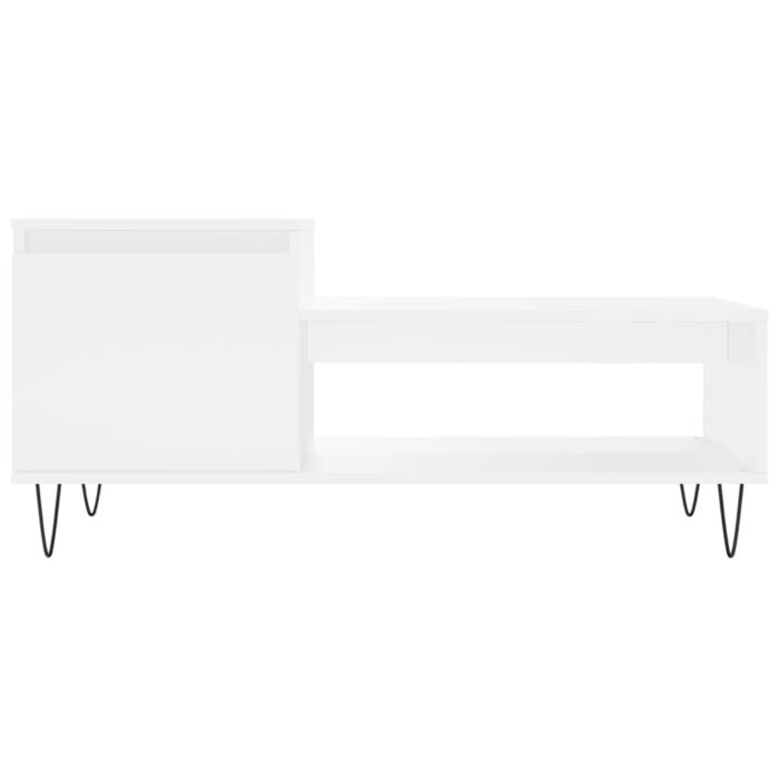 Table basse Blanc 100x50x45 cm Bois d'ingénierie – Image 3